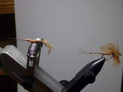 Dryfly:  Mayfly destroyed to the left and what it was supposed to look like to the right