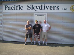 Group of us at Pacific Air, waiting to register to skydive for buddies 50th birthday.