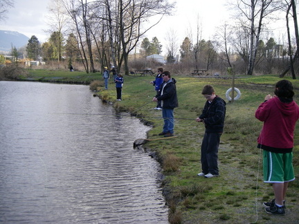 Westview Students fishing at Abbotsford ponds