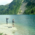 Buddy Ed and I casting a line for sme small rainbows in this particular alpine lake