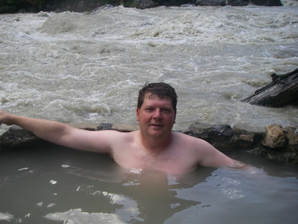 Another photo of me relaxing in one of the pools as the Lillooet river flows behind me.