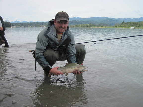 Mainlandman with a fly caught humpy