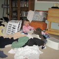 Helping with laundry