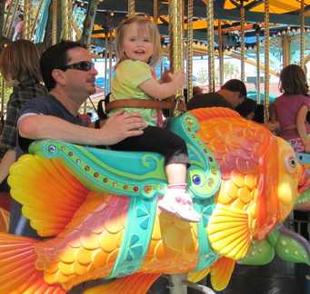 RM on her first ride, the King Arthur Carrousel

