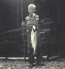 Ian with 3 rd salmon - 1946 Em