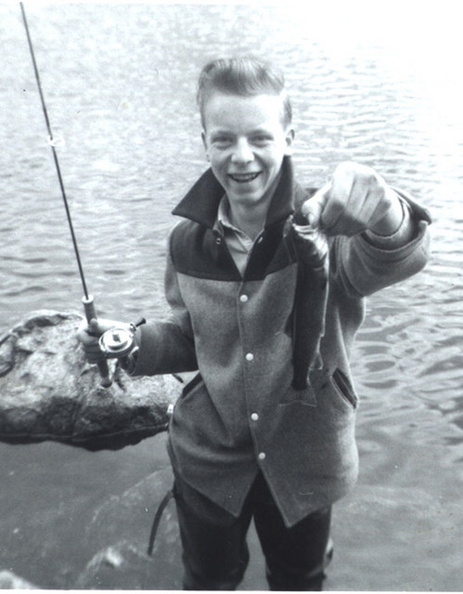 Ian with cutthroat Em - 1956