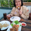 Noey eating fried chicken