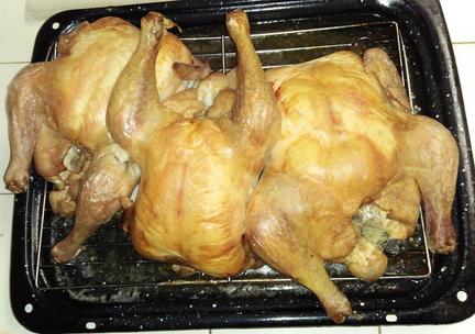 3 roast chickens