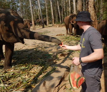 Matt with elephants 3