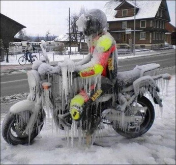 Frozen biker