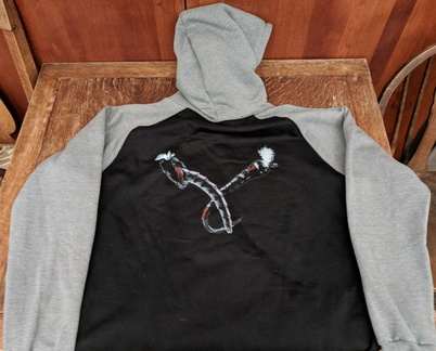 Contrast Arms Pull Over Hoodie Back Black &amp; Grey