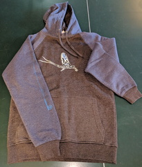 Contrast Arms Pull Over Hoodie Front Grey &amp; Blue