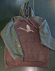 Contrast Arms Pull Over Hoodie Front Grey &amp; Green