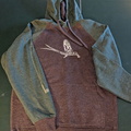 Contrast Arms Pull Over Hoodie Front Grey &amp; Green