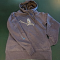 Contrast Arms Pull Over Hoodie Front Grey & Blue - Womens
