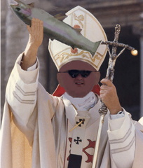Hoof as Pope with a fish