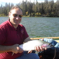 26" Roche Lake Rainbow. Caught using a leech pattern. Olive green tail. Sparkle light green dubbed body and a red 1/8 bead 