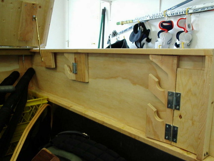 inside oar rack folded out of the way