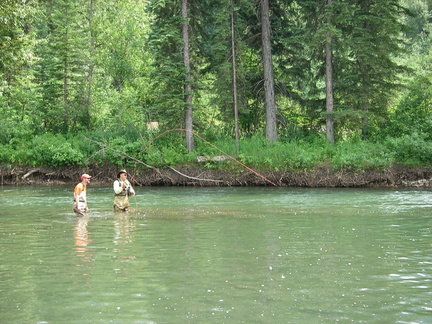 Elk river - Bloom and Rex with a Fish-On.