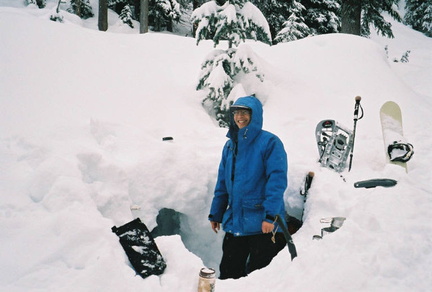 Entrance to my snowcave.  Manning Park