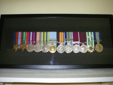 Shadow box of Dad's medals