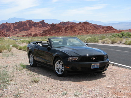 Heading into the Valley of Fire in the Mustang.