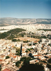 View from the Acropolis down to the suburbs of Athens.