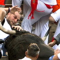 Pamplona 'Running of the bulls' dangerous? Nah, check out where the horn is.