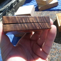 detail view of the figured walnut in the applewood and walnut shirt pocket box