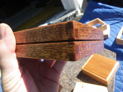 Honduran Mahogany and highly figured Laun top and bottom( see group pic) with finger jointed corners $45 5-1/2&quot;x 4&quot; x 