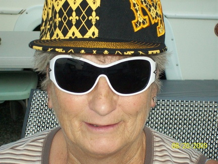 Grandma with shades and hat